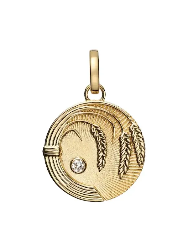 Infinite Gratitude Braided Wheat Medium 18kt gold pendant with diamond