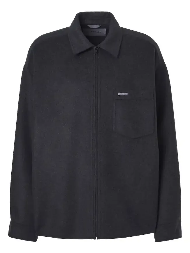 Wool-blend zip-up overshirt