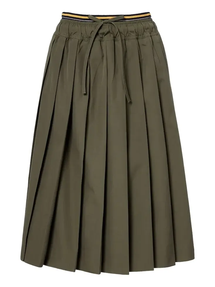 Pleated poplin midi skirt