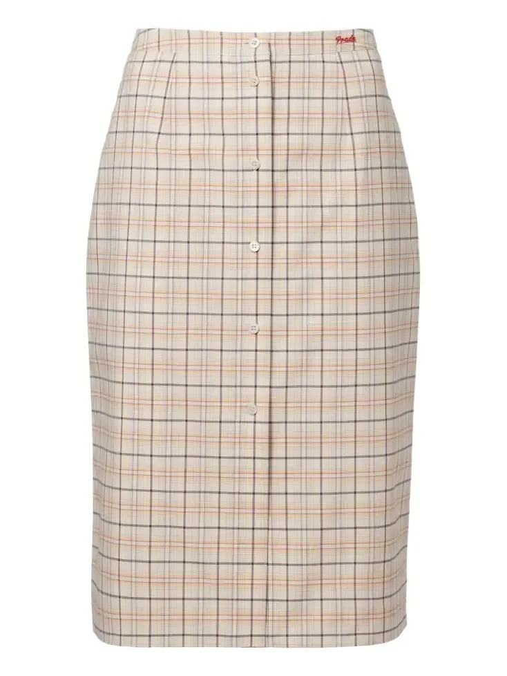 Checked cotton poplin pencil skirt Checked cotton poplin pencil skirt