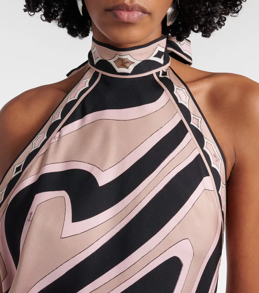 Pucci Labirinto halterneck silk twill midi dress | Thumbnail 3