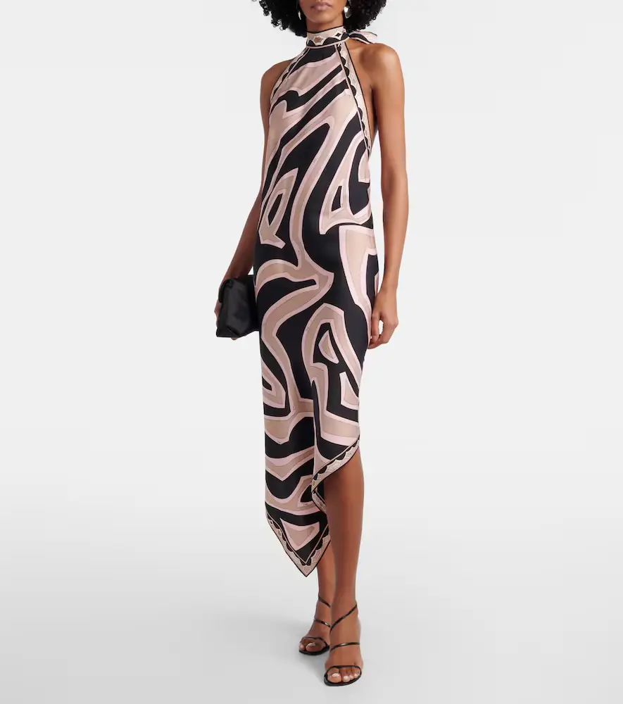 Pucci Labirinto halterneck silk twill midi dress | Thumbnail 4