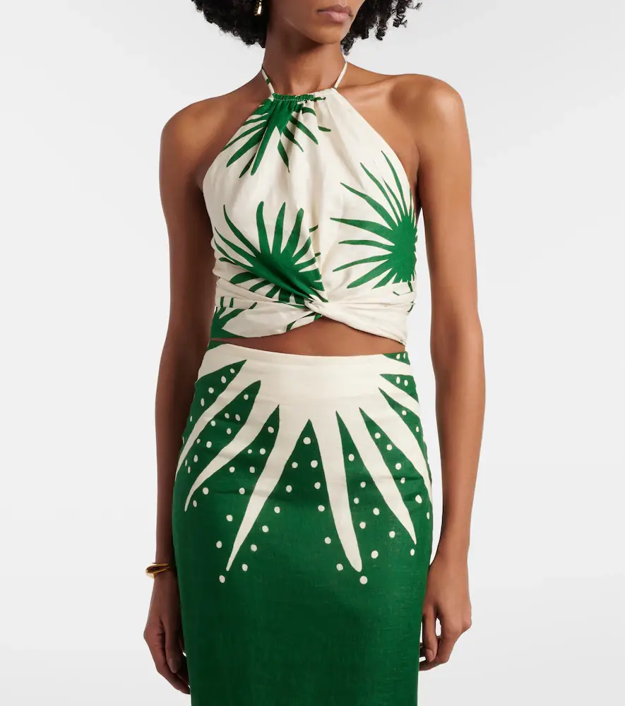 Cala de la Cruz Lodi printed halterneck linen crop top | Thumbnail 3 Cala de la Cruz Lodi printed halterneck linen crop top | Thumbnail 3