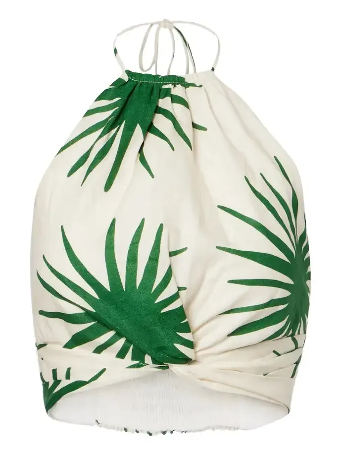 Lodi printed halterneck linen crop top Lodi printed halterneck linen crop top
