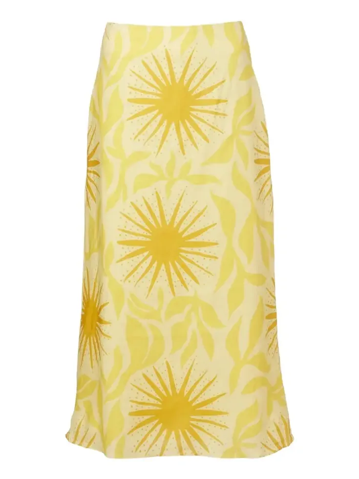 Fabiana printed linen midi skirt