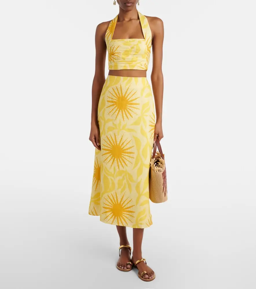 Cala de la Cruz Fuji printed halterneck linen crop top | Thumbnail 4