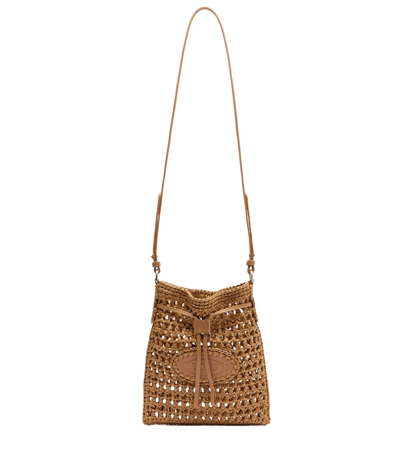 EBL Mini raffia-effect bucket bag