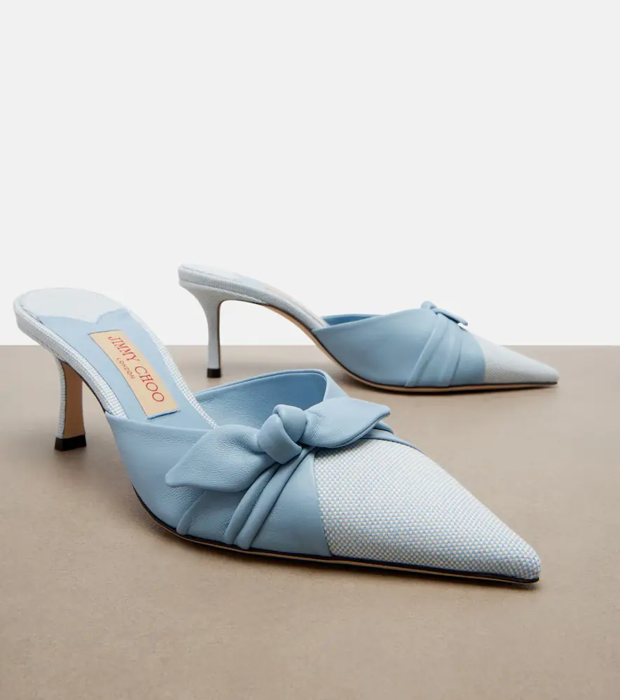 Jimmy Choo Livi leather and canvas mules | Thumbnail 4