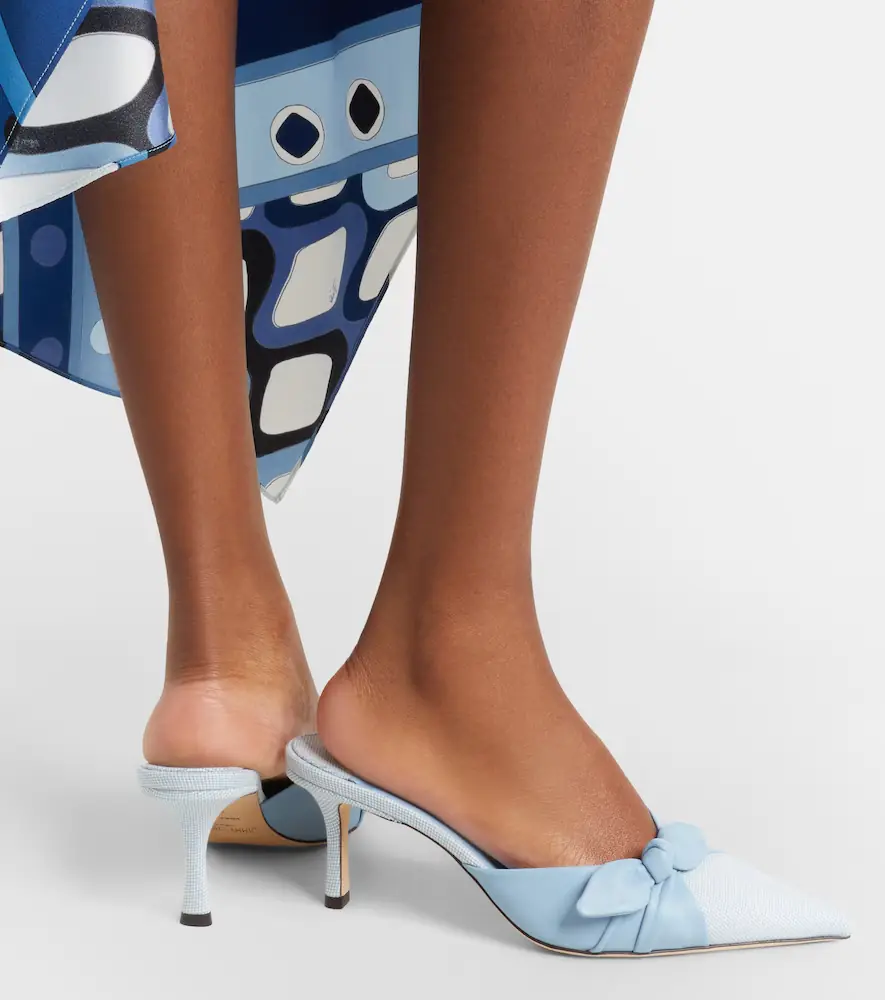 Jimmy Choo Livi leather and canvas mules | Thumbnail 5