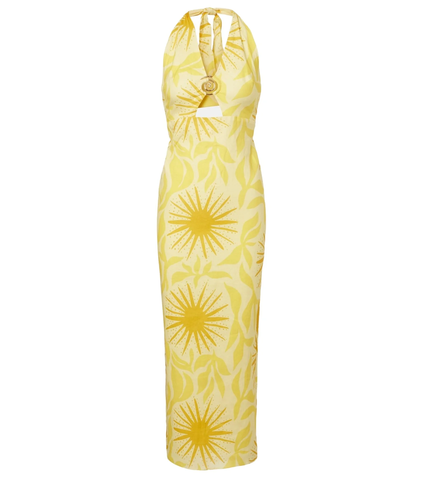 Orly printed cutout linen midi dress