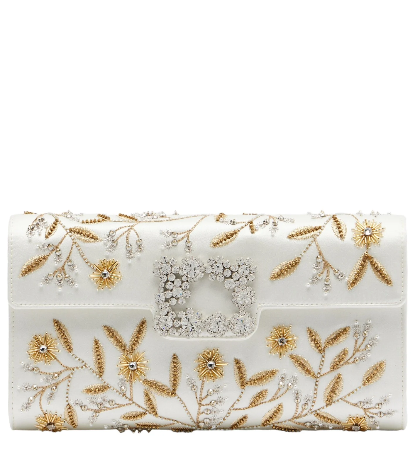 Efflorescence embellished satin clutch
