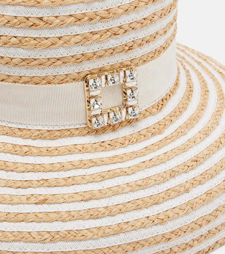 Roger Vivier Très Vivier striped raffia sun hat | Thumbnail 3