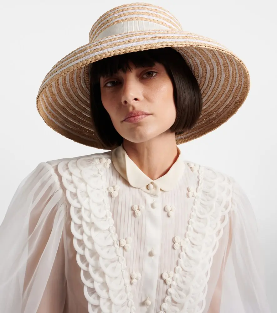 Roger Vivier Très Vivier striped raffia sun hat | Thumbnail 4