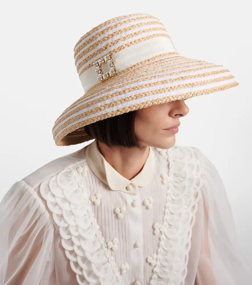 Roger Vivier Très Vivier striped raffia sun hat | Thumbnail 5