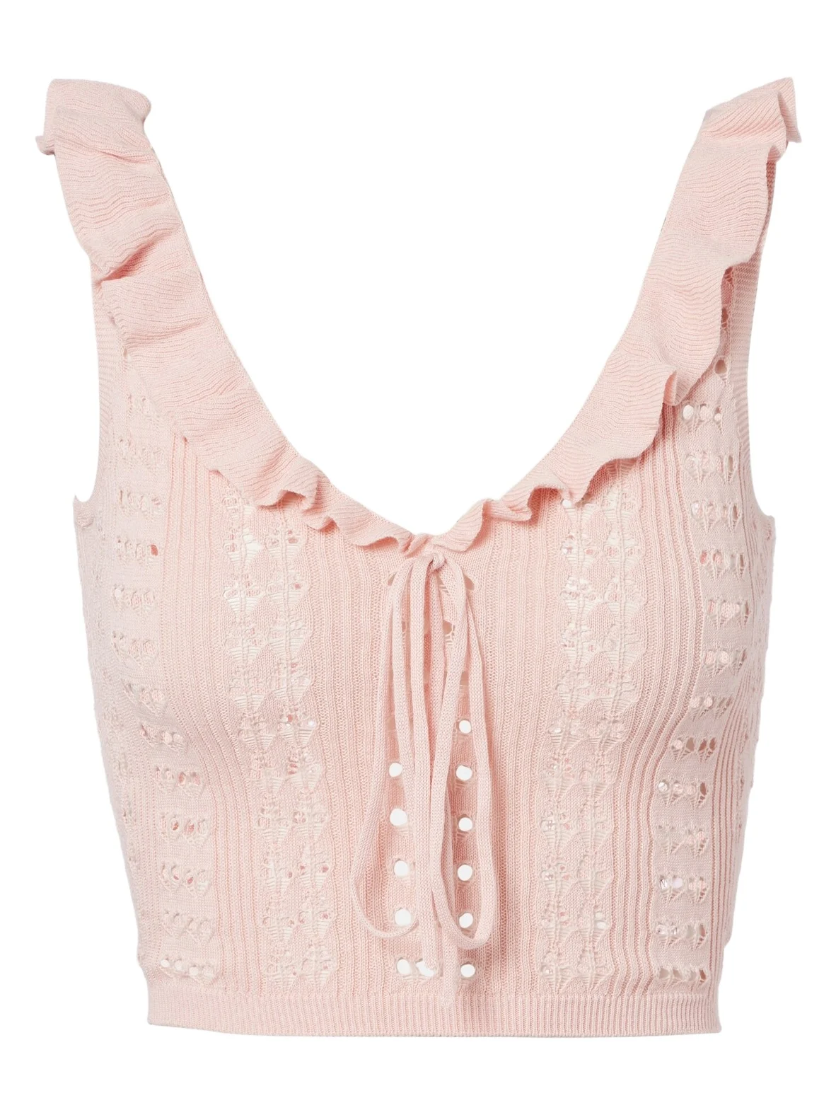 Ruffled pointelle crop top