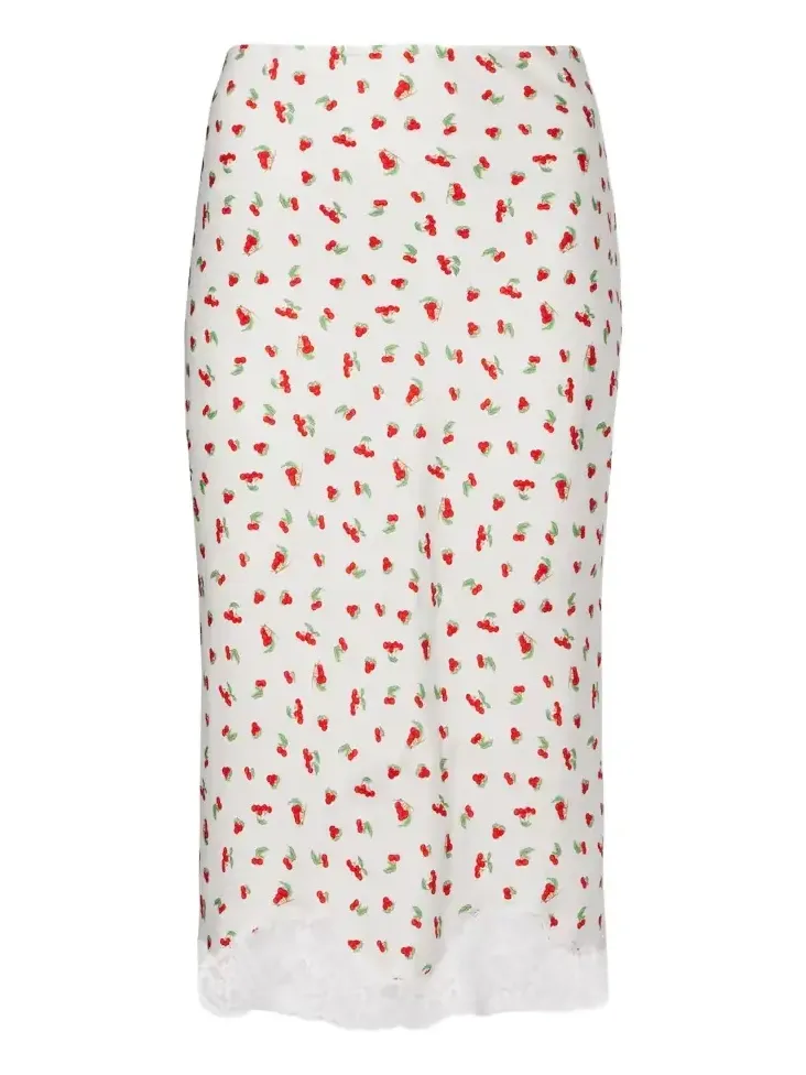 Fae lace-trimmed printed midi skirt Fae lace-trimmed printed midi skirt