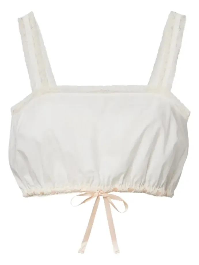 Alma lace-trimmed cotton crop top Alma lace-trimmed cotton crop top