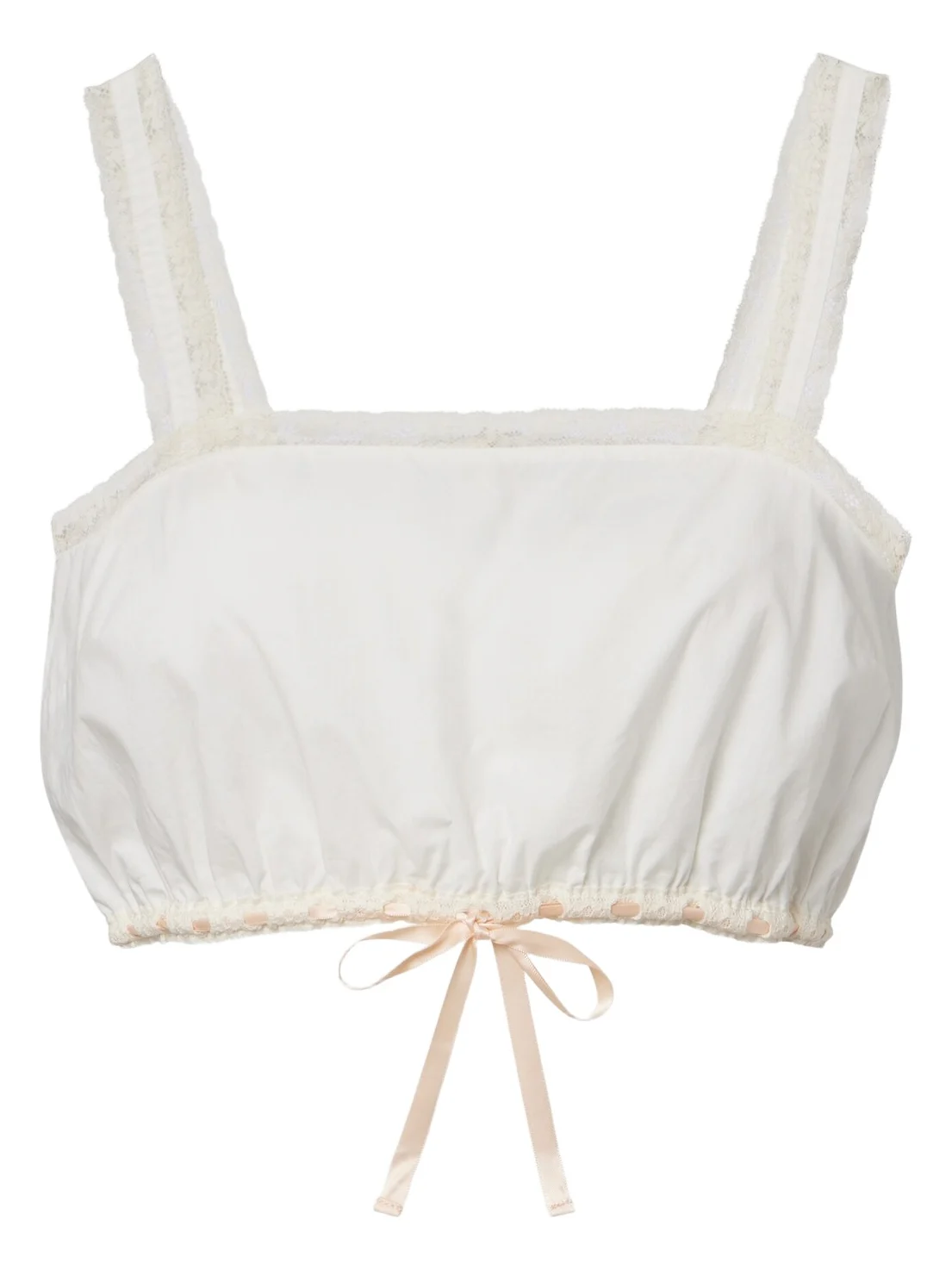 Alma lace-trimmed cotton crop top