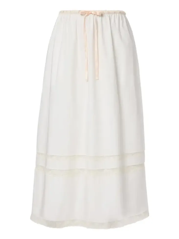 Alma lace-trimmed midi skirt