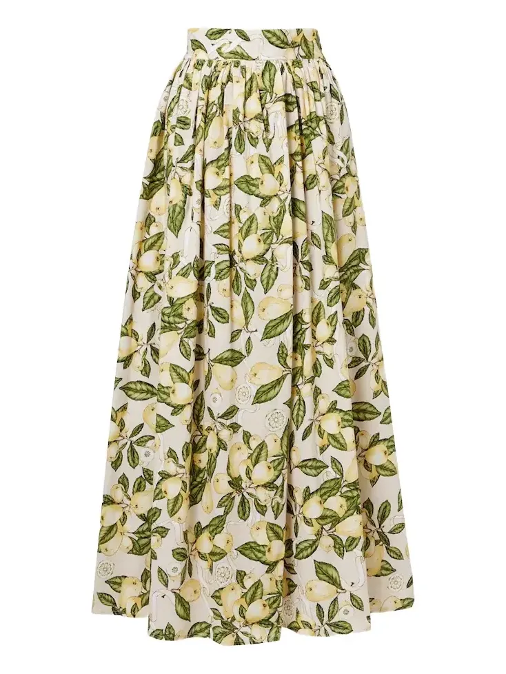 Printed cotton-blend maxi skirt