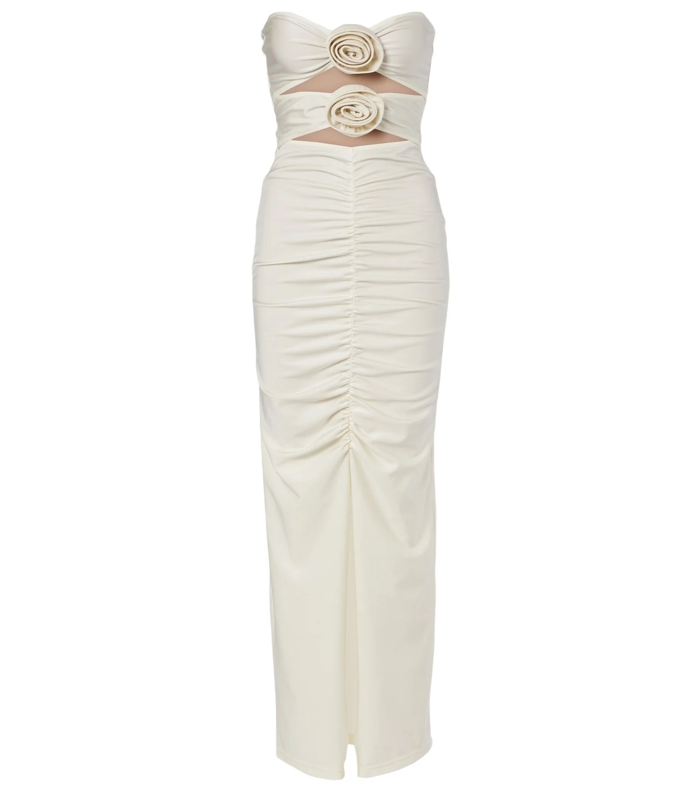 ADRIANA DEGREAS Cutout floral-appliqué ruched maxi dress