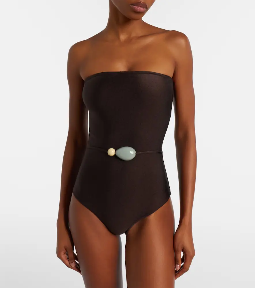 ADRIANA DEGREAS Deco Solid embellished swimsuit | Thumbnail 5