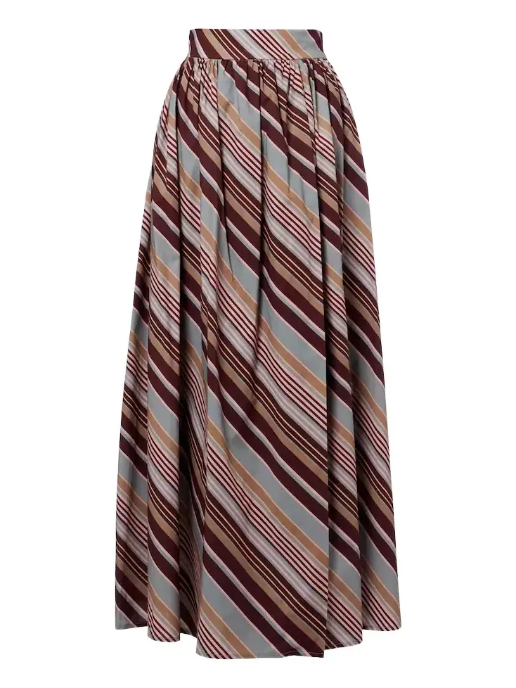 Striped cotton-blend maxi skirt