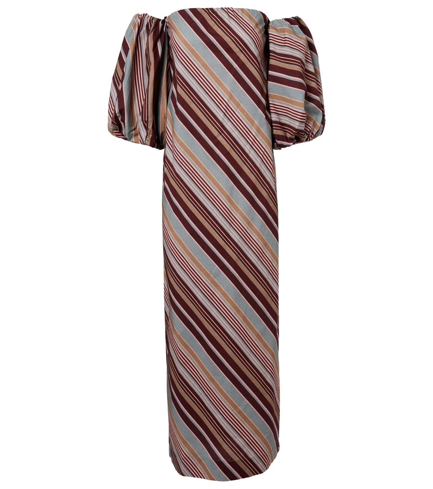 Striped off-shoulder cotton-blend maxi dress