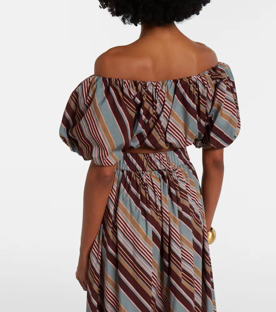 ADRIANA DEGREAS Striped off-shoulder cotton-blend crop top | Thumbnail 3 ADRIANA DEGREAS Striped off-shoulder cotton-blend crop top | Thumbnail 3