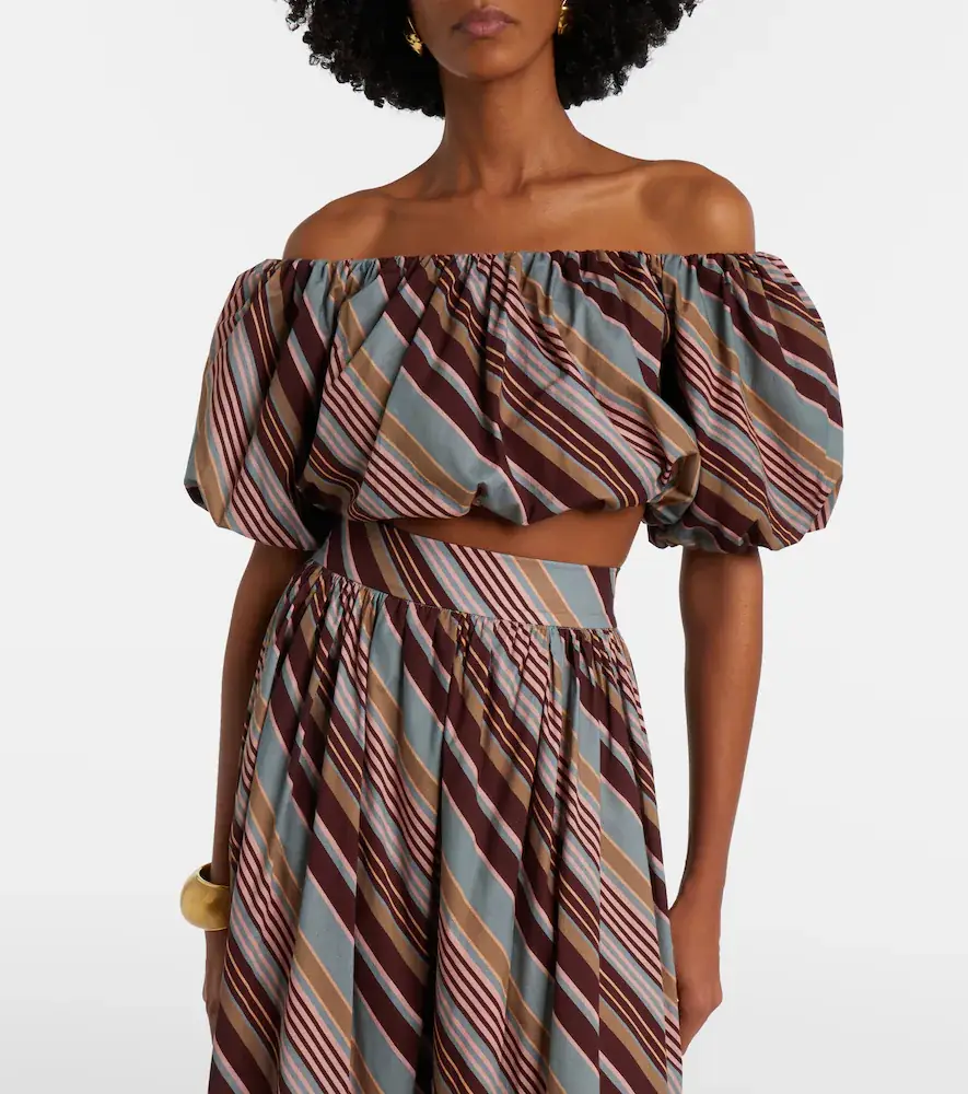 ADRIANA DEGREAS Striped off-shoulder cotton-blend crop top | Thumbnail 4 ADRIANA DEGREAS Striped off-shoulder cotton-blend crop top | Thumbnail 4