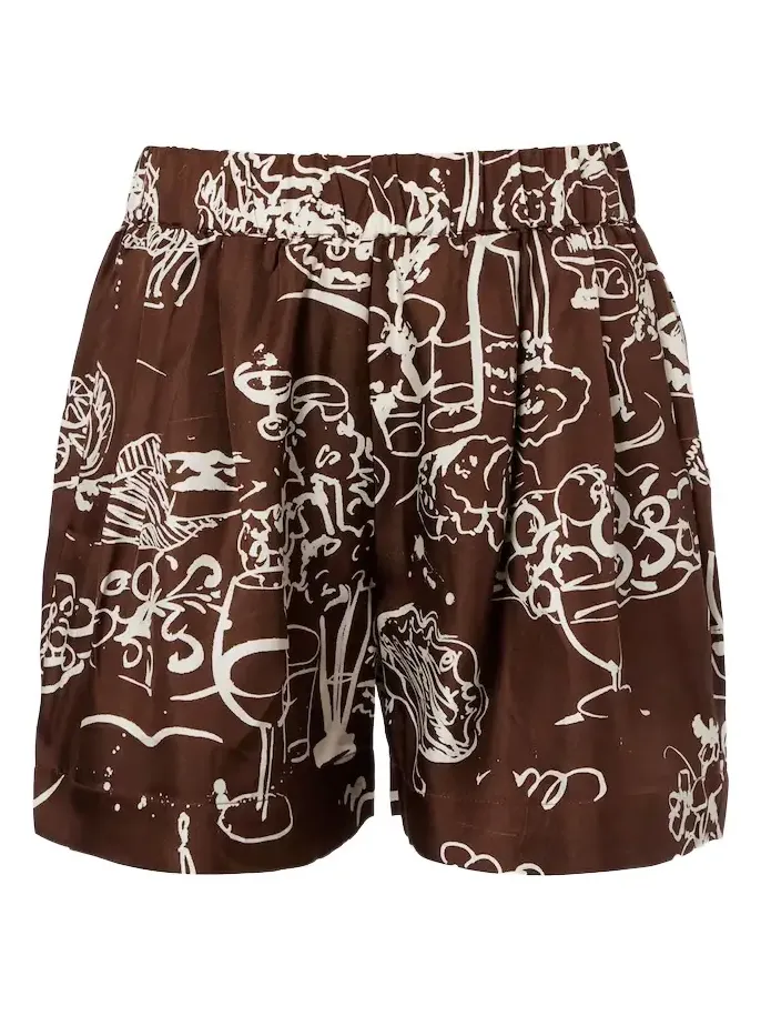 Zurich printed silk twill shorts