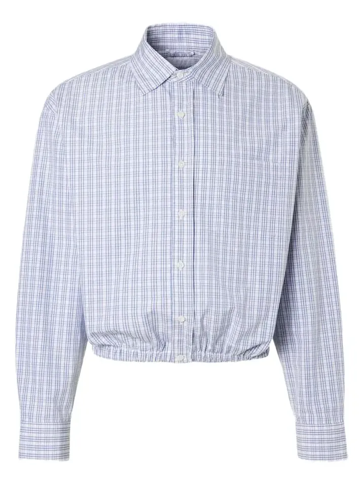 Prada Checked gathered cotton shirt
