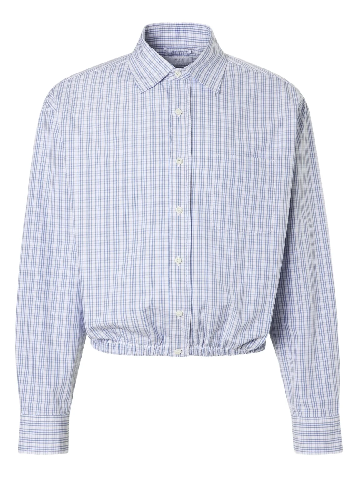 Checked gathered cotton shirt