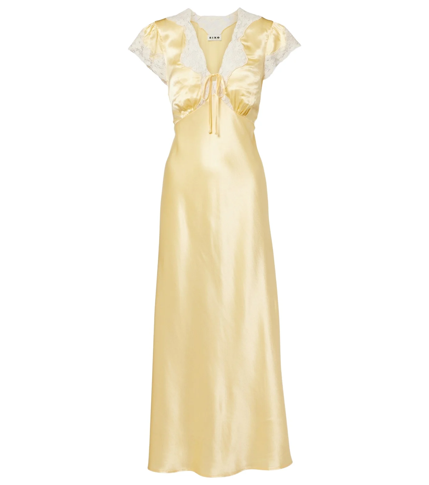 Lace-trimmed satin midi dress Lace-trimmed satin midi dress
