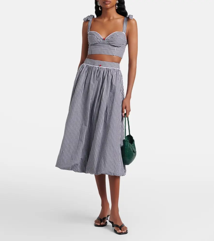 Bananhot Alba gingham cotton poplin midi skirt | Thumbnail 4 Bananhot Alba gingham cotton poplin midi skirt | Thumbnail 4