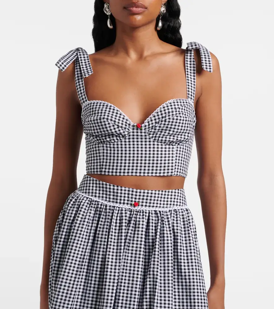 Bananhot Alba gingham cotton poplin crop top | Thumbnail 5
