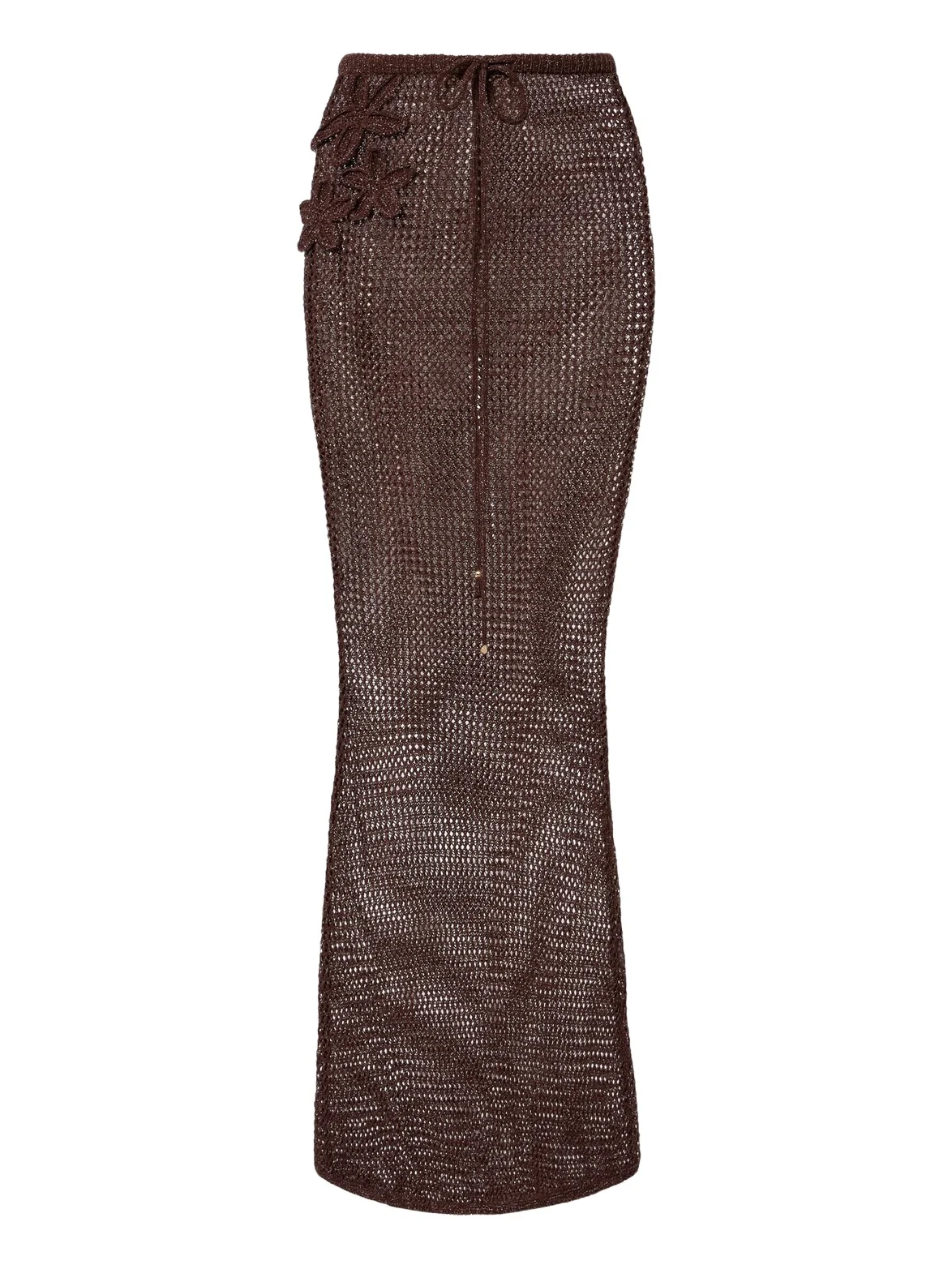 Bananhot Cori open-knit lamé maxi skirt