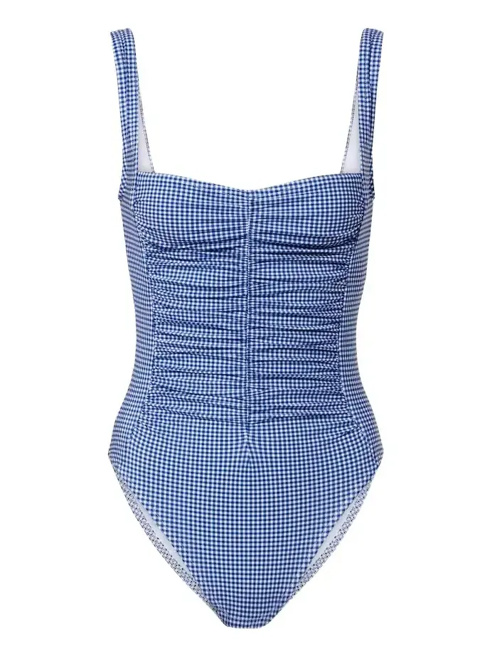 Gingham ruched swimsuit