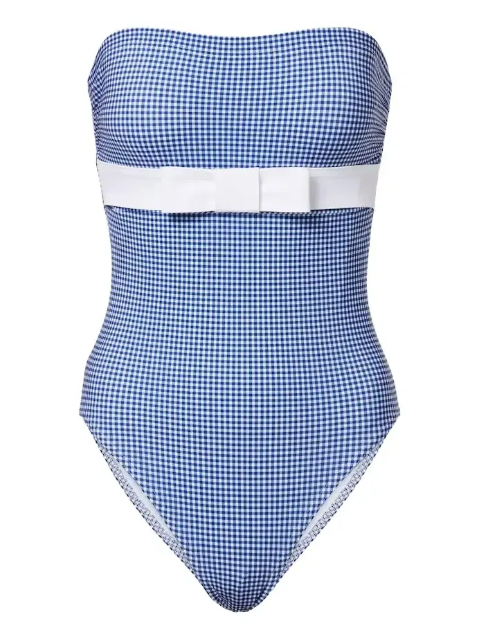 Bow-detail gingham swimsuit