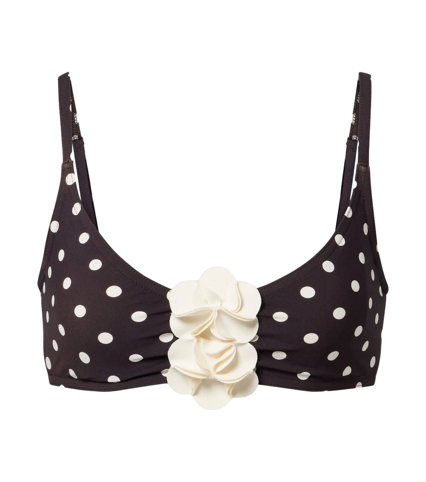 Floral-appliqué polka-dot bikini top Floral-appliqué polka-dot bikini top