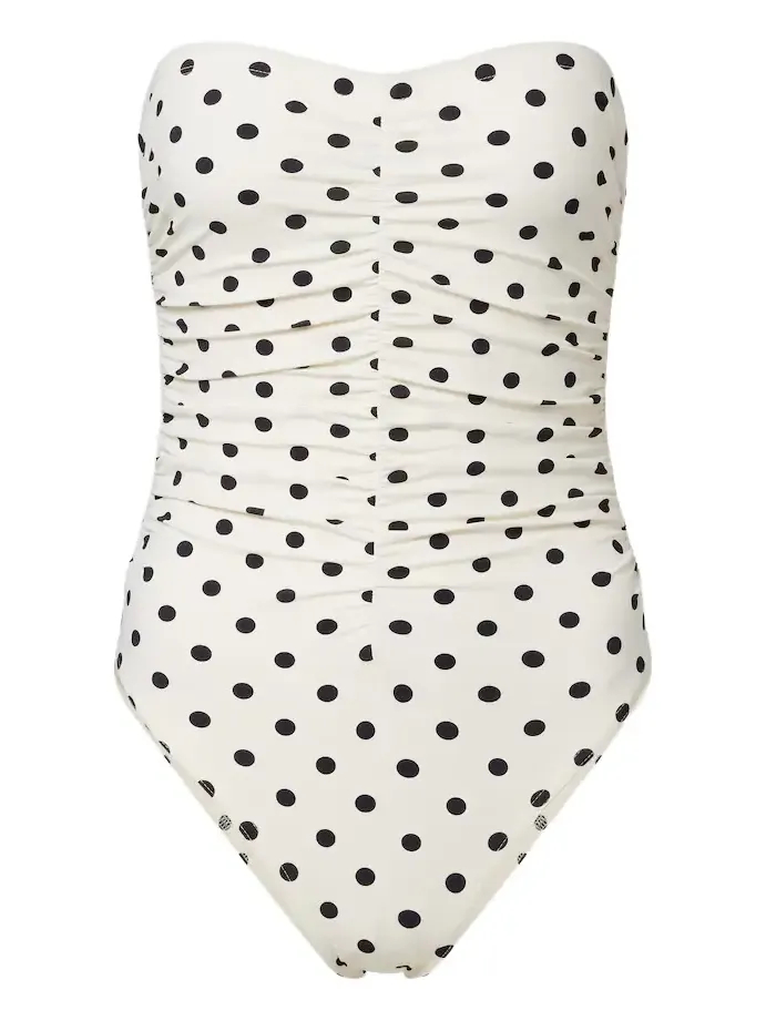 Ruched polka-dot bandeau swimsuit