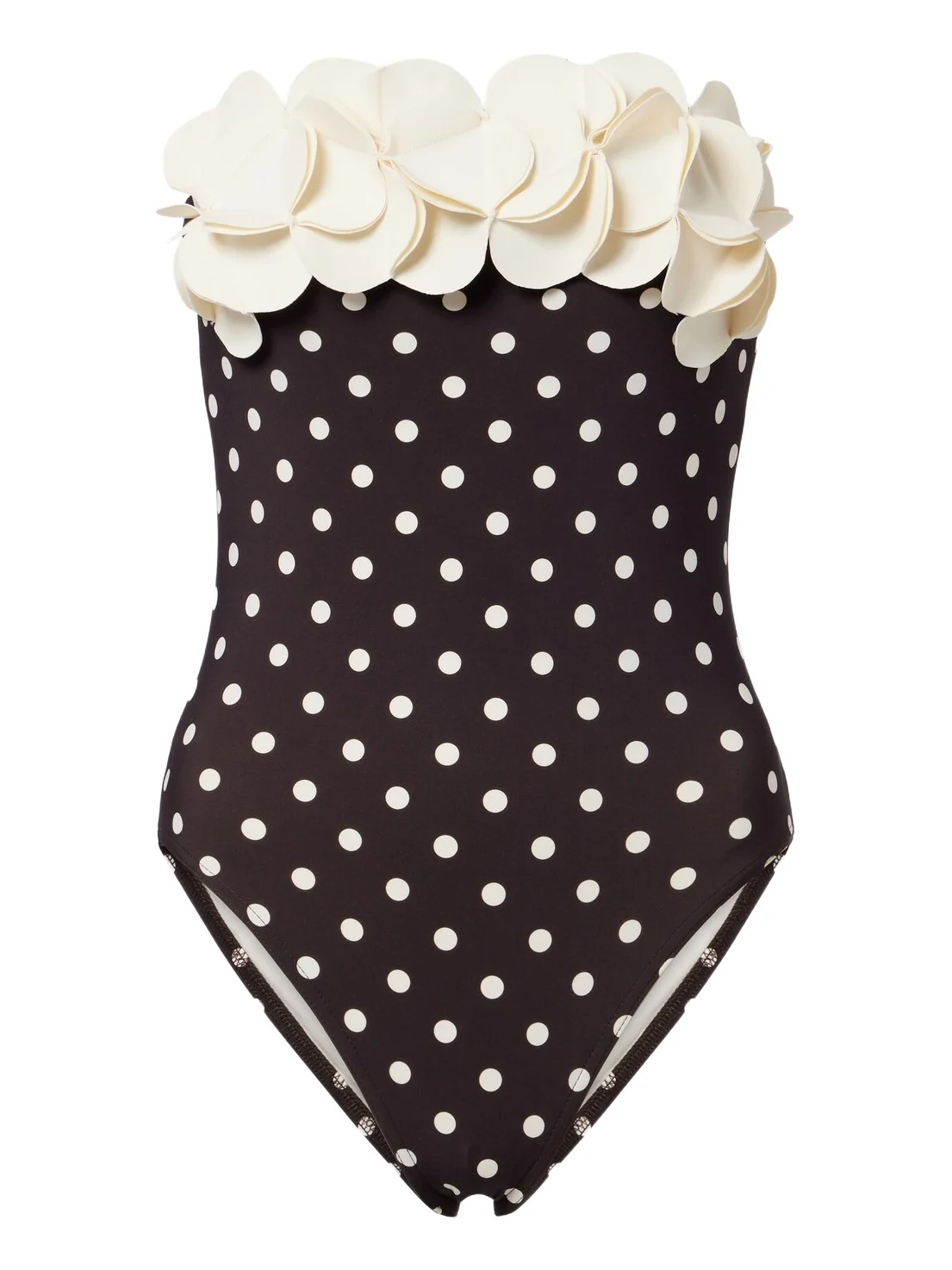 Floral appliqué polka-dot bandeau swimsuit Floral appliqué polka-dot bandeau swimsuit