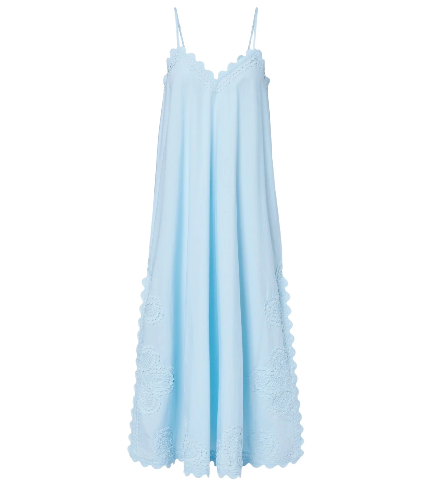 Embroidered scalloped cotton midi dress Embroidered scalloped cotton midi dress