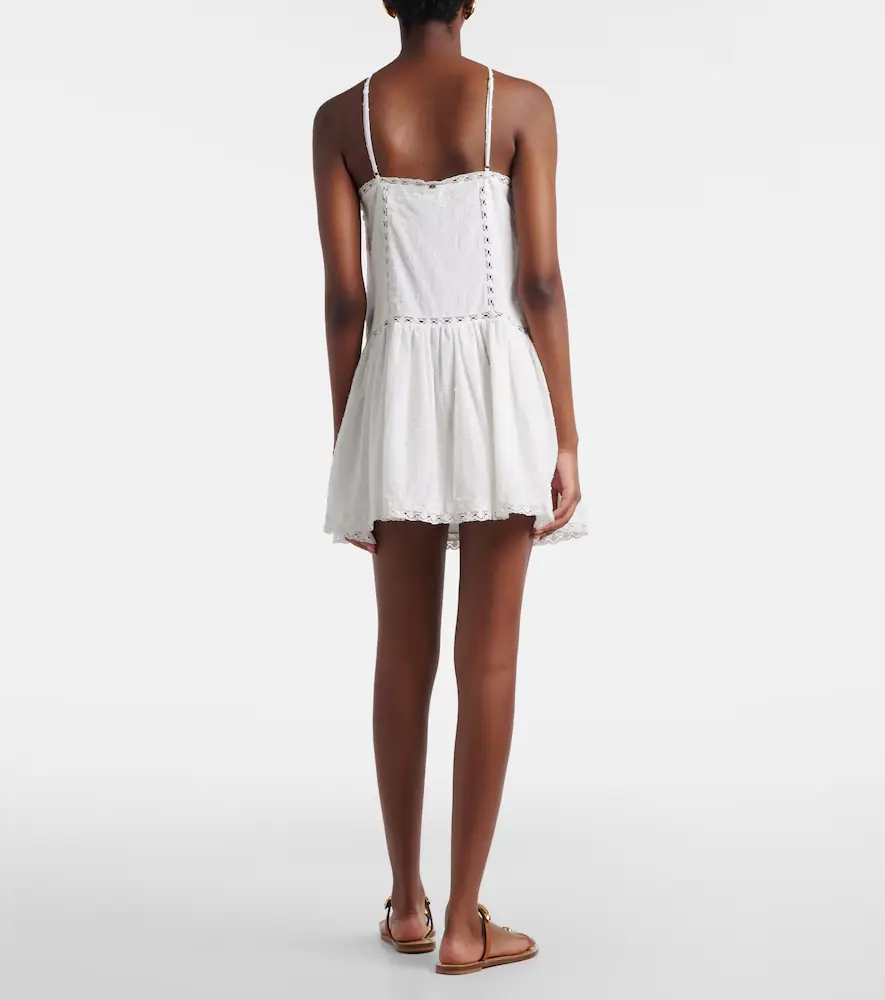 Poupette St Barth Nora lace-trimmed halterneck cotton minidress | Thumbnail 2
