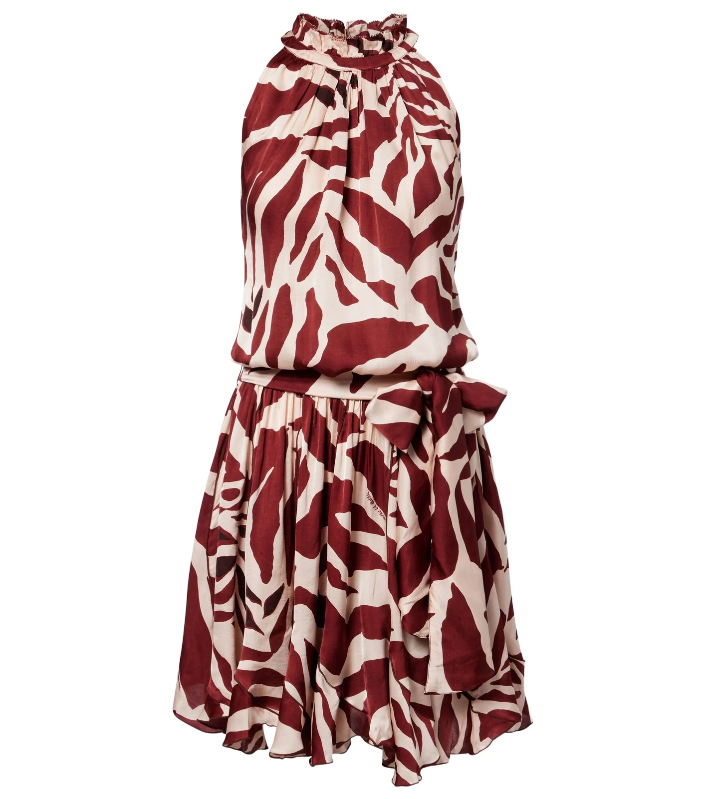 Bianca printed halterneck satin minidress