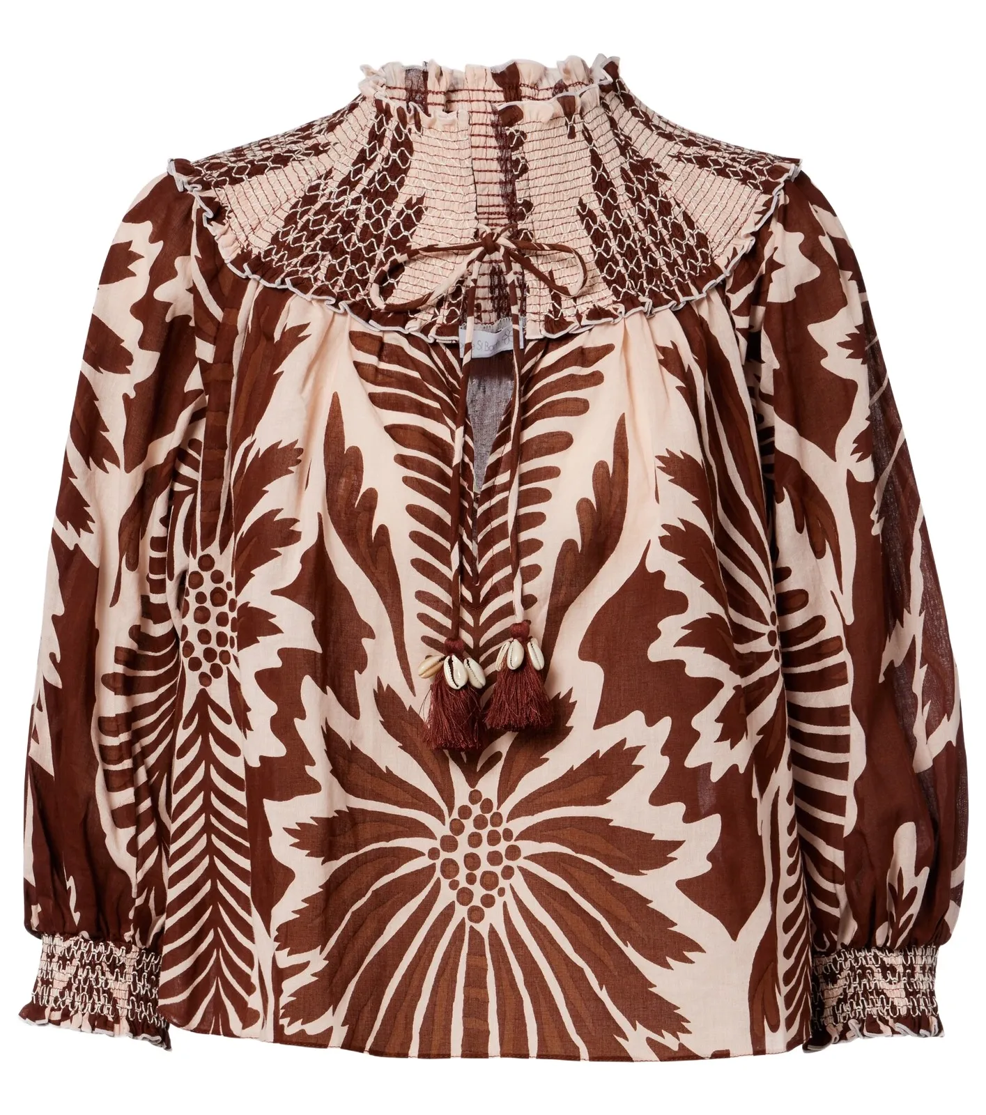 Ysee printed smocked cotton blouse