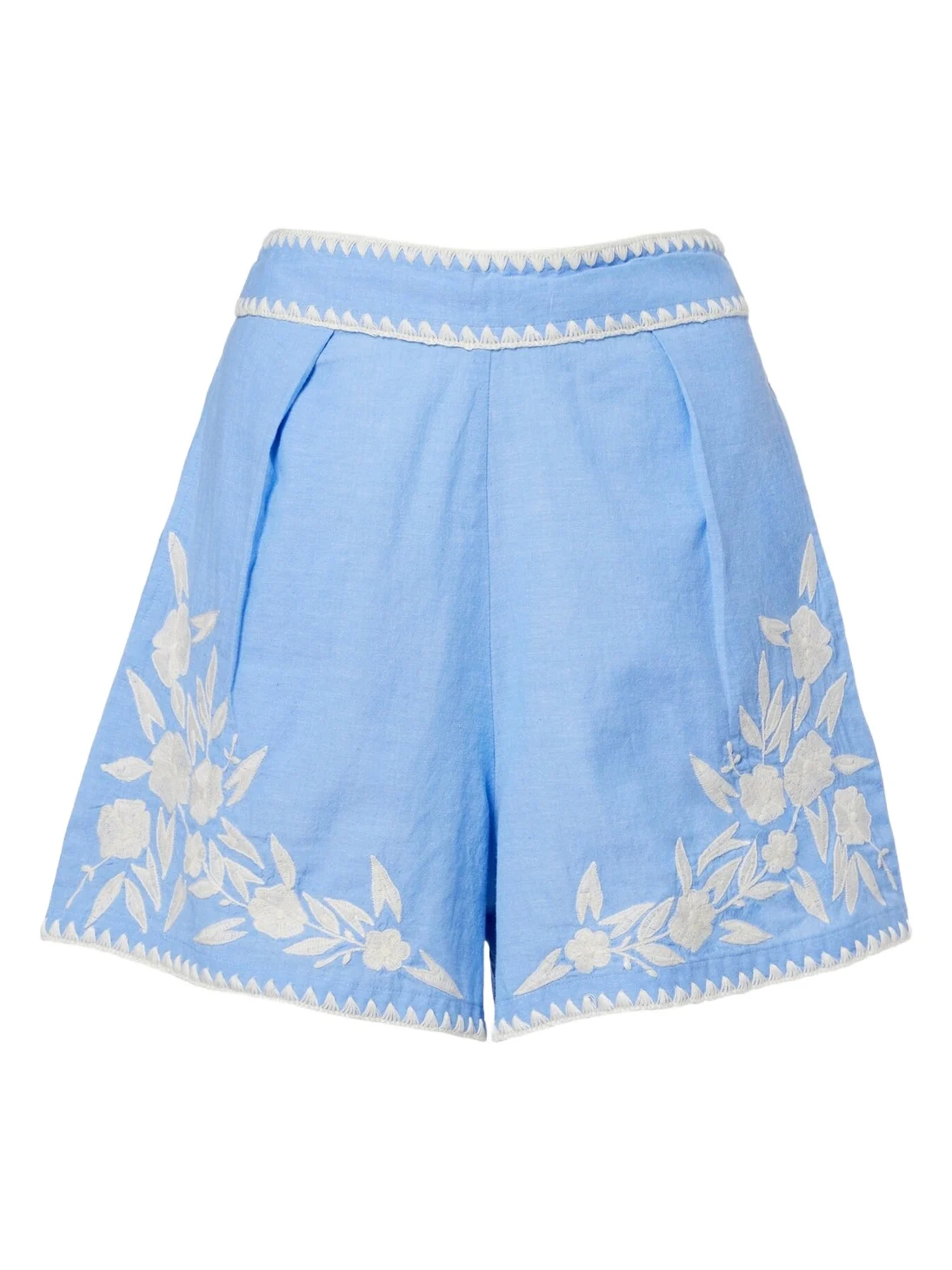 Embroidered cotton chambray shorts Embroidered cotton chambray shorts