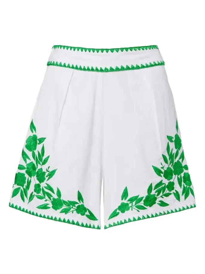 Embroidered cotton and linen shorts Embroidered cotton and linen shorts