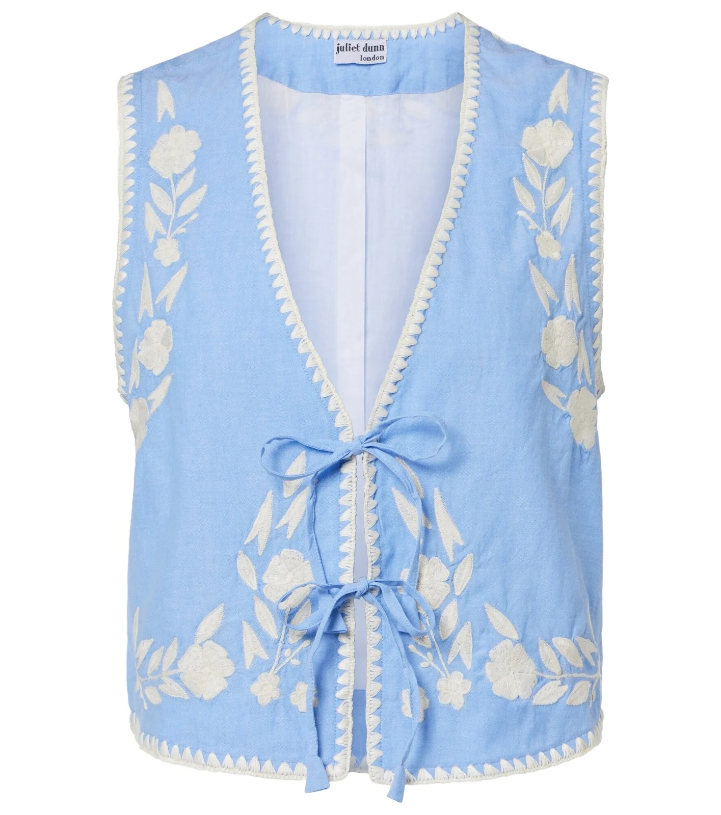 Embroidered cotton chambray vest Embroidered cotton chambray vest
