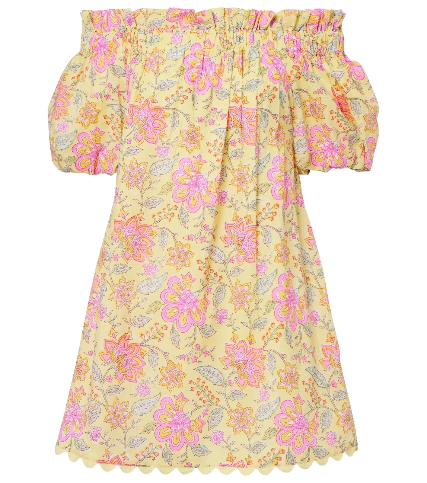 Floral off-shoulder cotton minidress